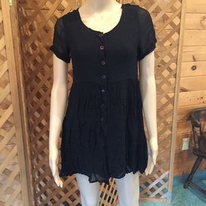 Gorgeous black rayon babydoll top, EUC Small
